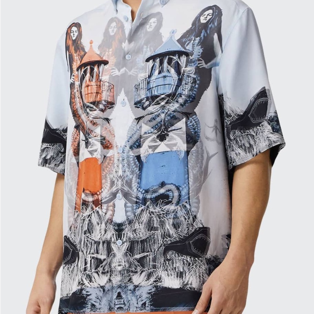 Burberry Men's Mermaid Silk Shirt
